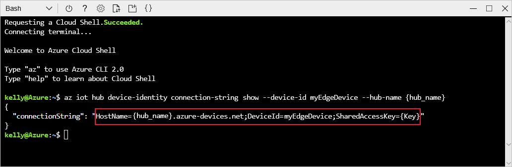 Visualizza la stringa di connessione dall'output del CLI