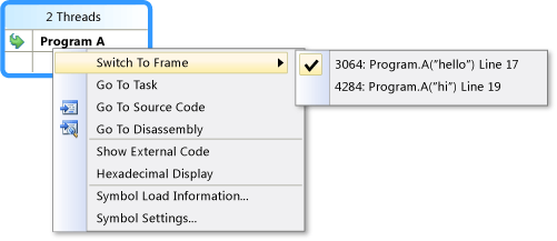Parallel_ContMenu Shortcut menu in Parallel Stacks window