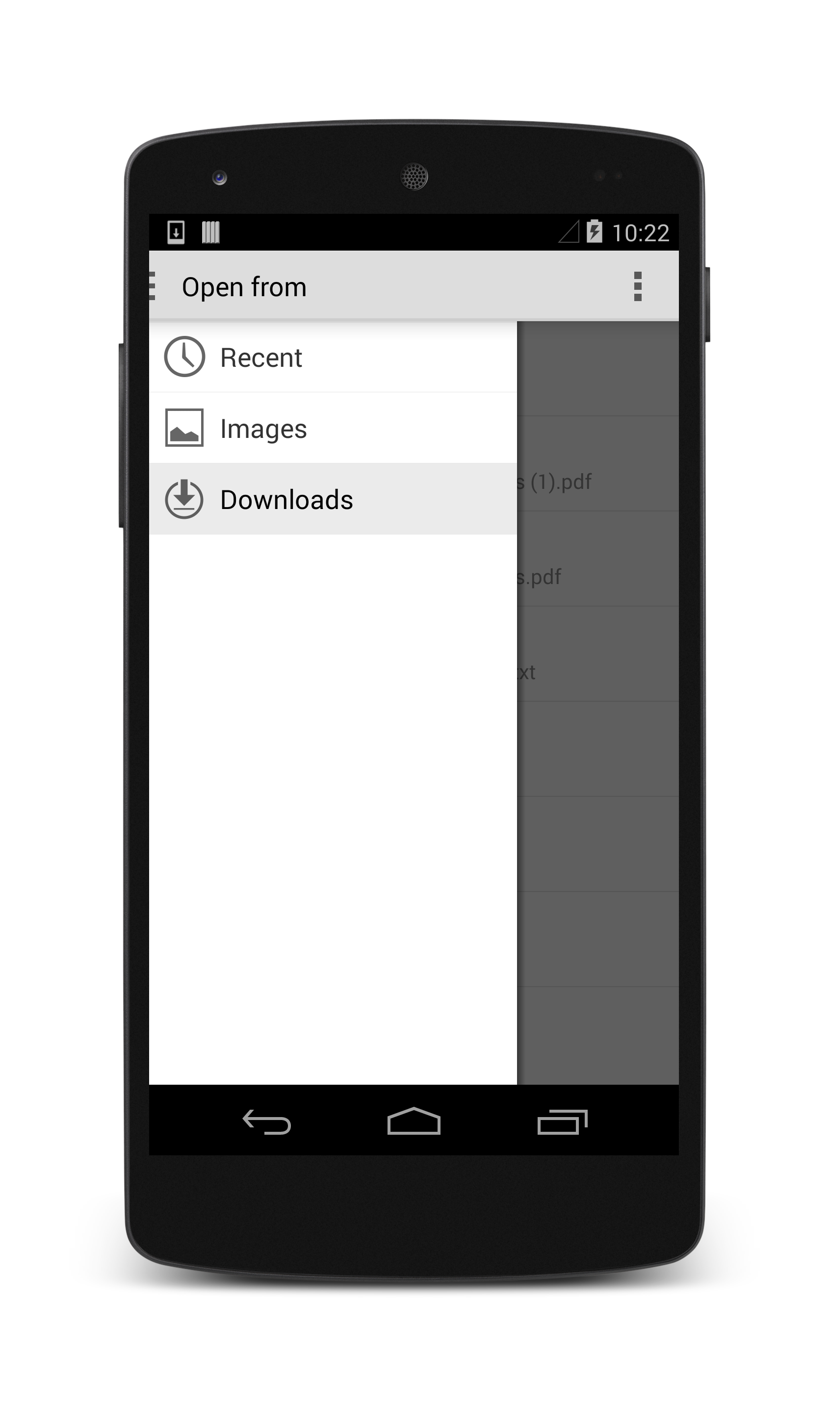 Screenshot di esempio di un'app che usa Archiviazione Access Framework per passare a un'immagine