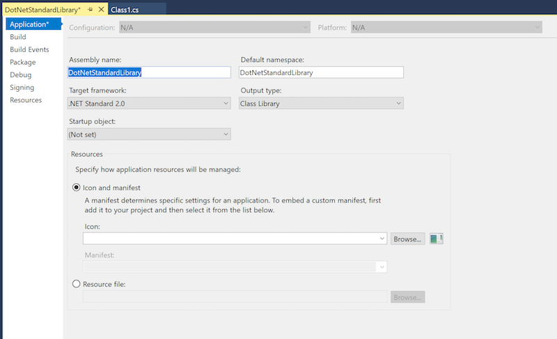 Reference a .NET Standard library the same way as other projects Edit .NET standard target frameworks in project properties