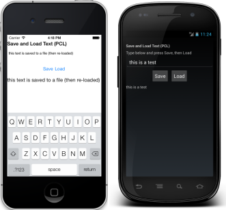 Salvataggio e caricamento di file nell'app Salvataggio e caricamento di testo