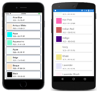 Colori listView Colori listView