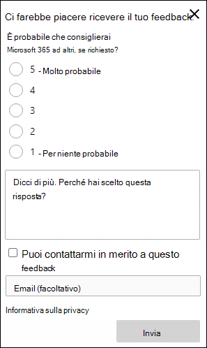 Screenshot: Esempio di richiesta di feedback nel prodotto.