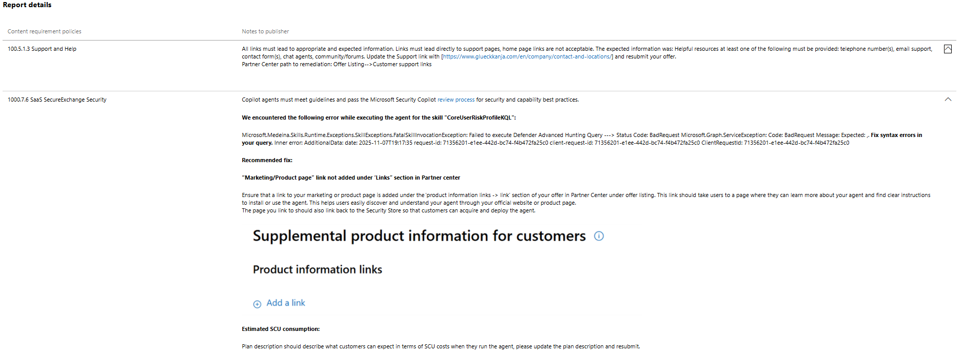 E-mail con i dettagli del report di certificazione.