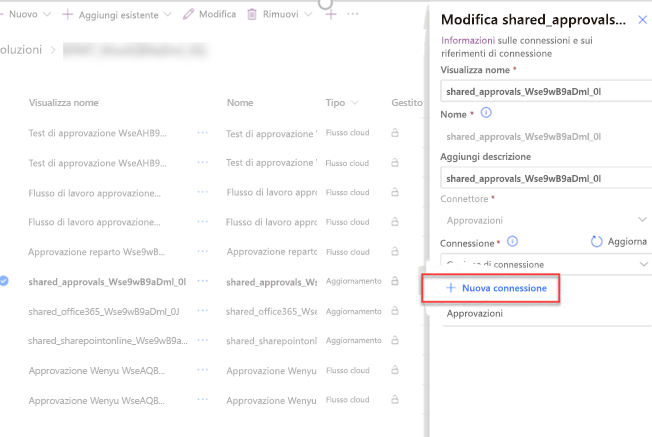 Selezionare una nuova connessione al flusso di lavoro.