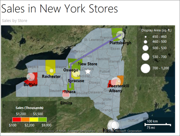 Screenshot che mostra una mappa di Report Builder.