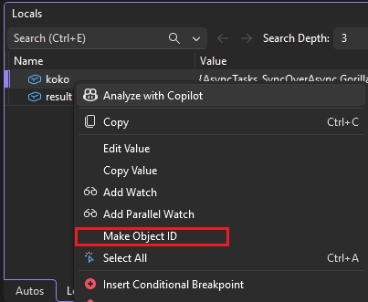 Screenshot che illustra come creare un ID oggetto in Visual Studio.