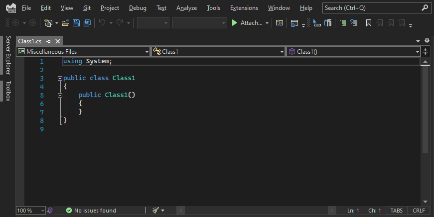 Screenshot di un file di codice C# in Visual Studio 2022.