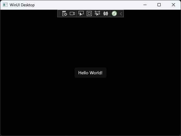 Screenshot che mostra l'applicazione 'Hello World' di Windows App SDK in esecuzione.