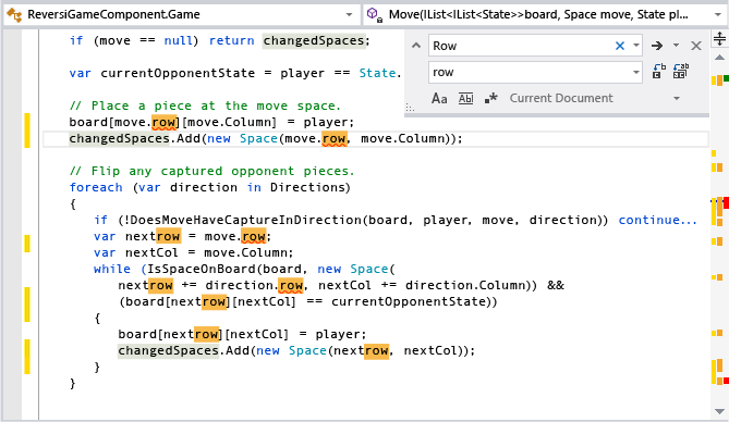 Barra di scorrimento di Visual Studio dopo la sostituzione di una stringa con errori
