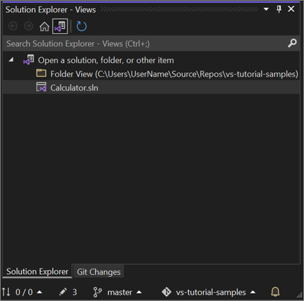 screenshot della visualizzazione cartelle in Esplora soluzioni in Visual Studio 2022.