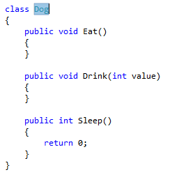 Screenshot del codice evidenziato per Extract Interface - C#.