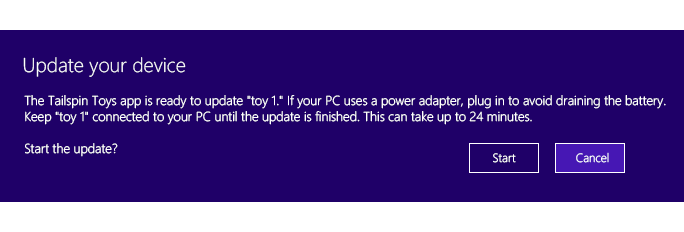 le app per dispositivi windows Store possono eseguire aggiornamenti dei dispositivi, ad esempio gli aggiornamenti del firmware, in background.