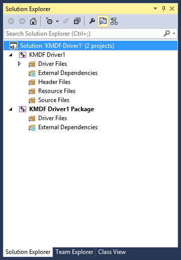 progetto di pacchetto driver di Esplora soluzioni di Visual Studio.