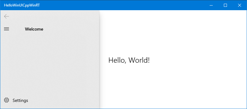 Semplice screenshot della Libreria dell'interfaccia utente di Windows C++/WinRT