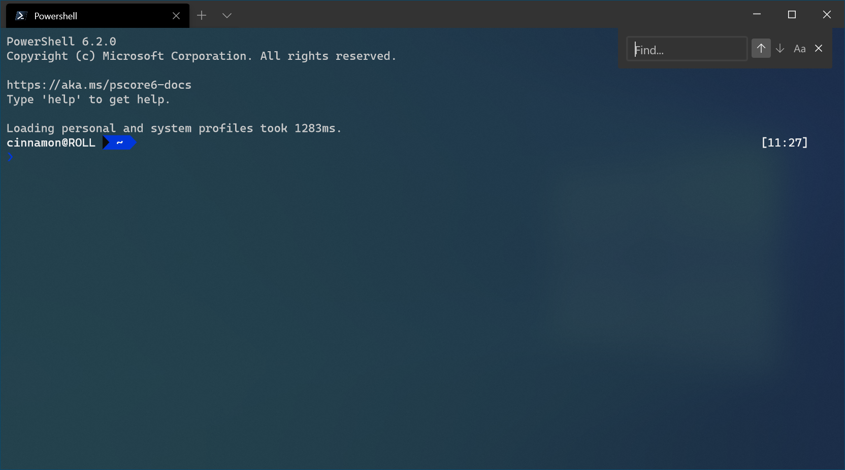 Schermata di ricerca del terminale Windows