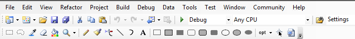screenshot di una barra degli strumenti con decine di icone 