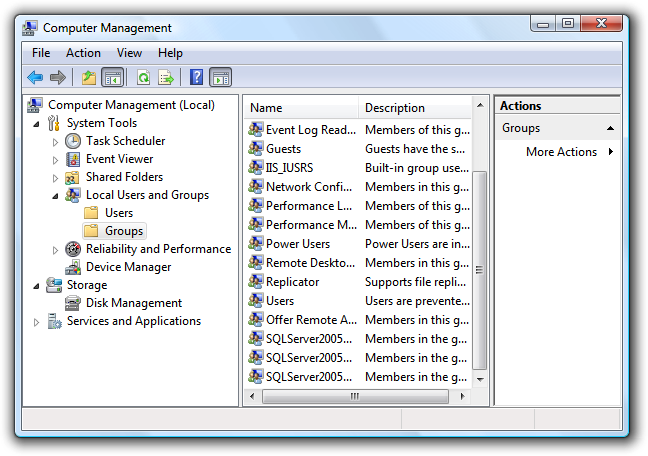 screenshot della finestra di gestione del computer 