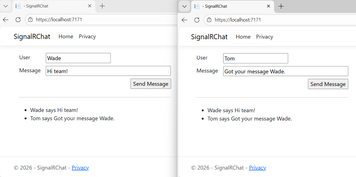 SignalR サンプル アプリ。