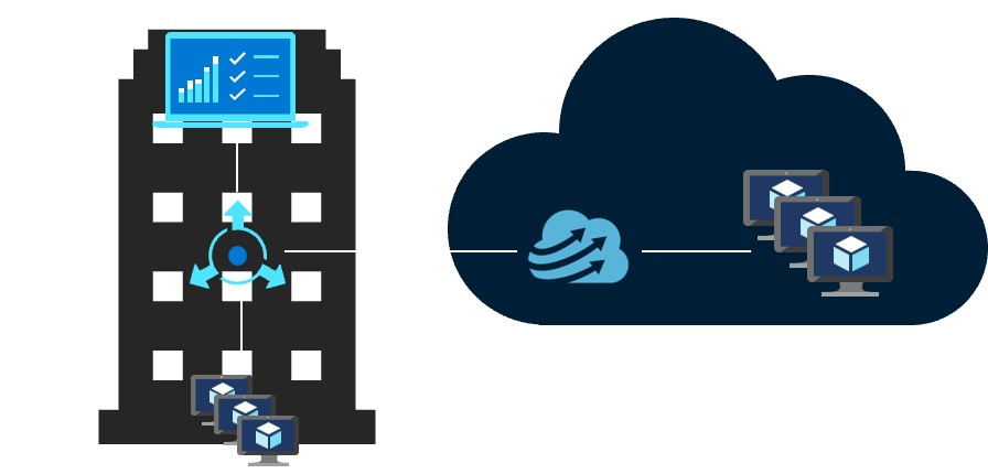 この図は、Azure 上の CycleCloud のハイブリッドな HPC アーキテクチャの例を示しています。
