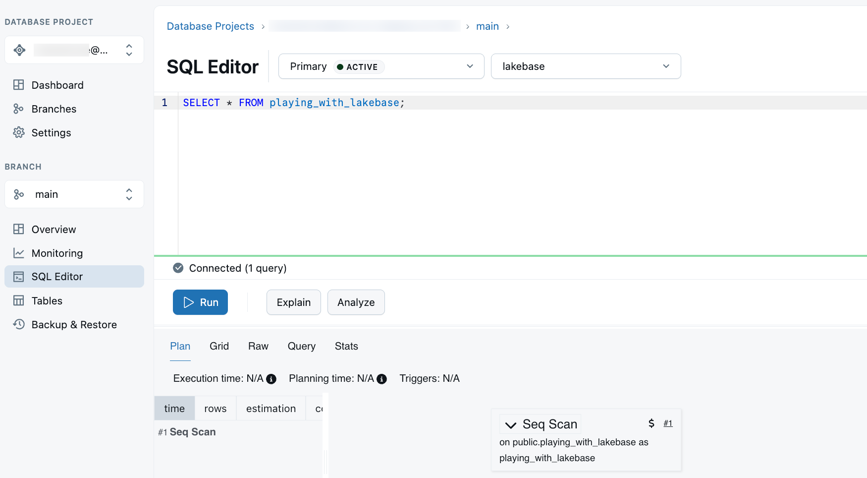 LKB SQL エディターの説明と分析