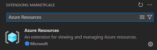 Azure リソース拡張機能を示すスクリーンショット。