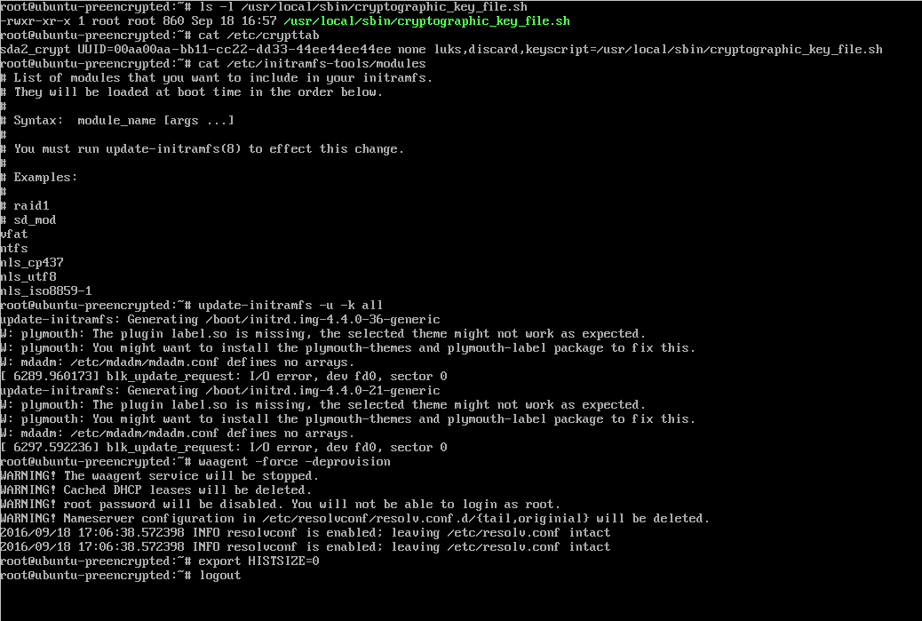 Ubuntu 16.04 のセットアップ - update-initramfs