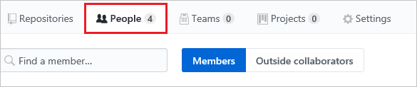 GitHub サイトで「People」が選択されているスクリーンショット。