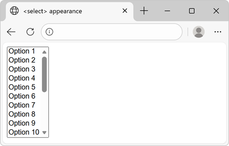 ページ内のすべてのオプションを一度に表示するリスト