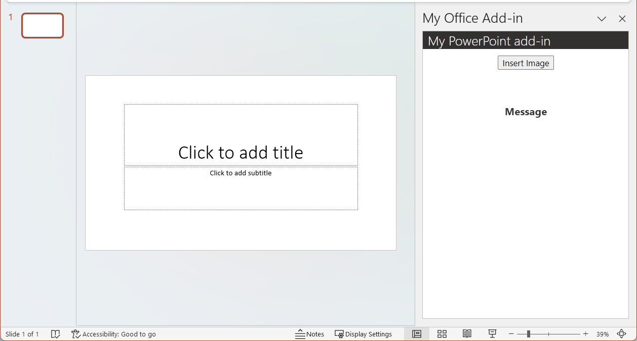 PowerPoint アドイン上に表示されている [イメージの挿入] ボタン。