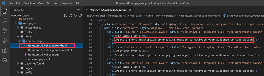 変更のために強調表示されたテキストを含む Visual Studio Code 変更のために強調表示されたテキストを含む Visual Studio Code。