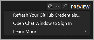 GitHub Copilot バッジ オプションのスクリーンショット.