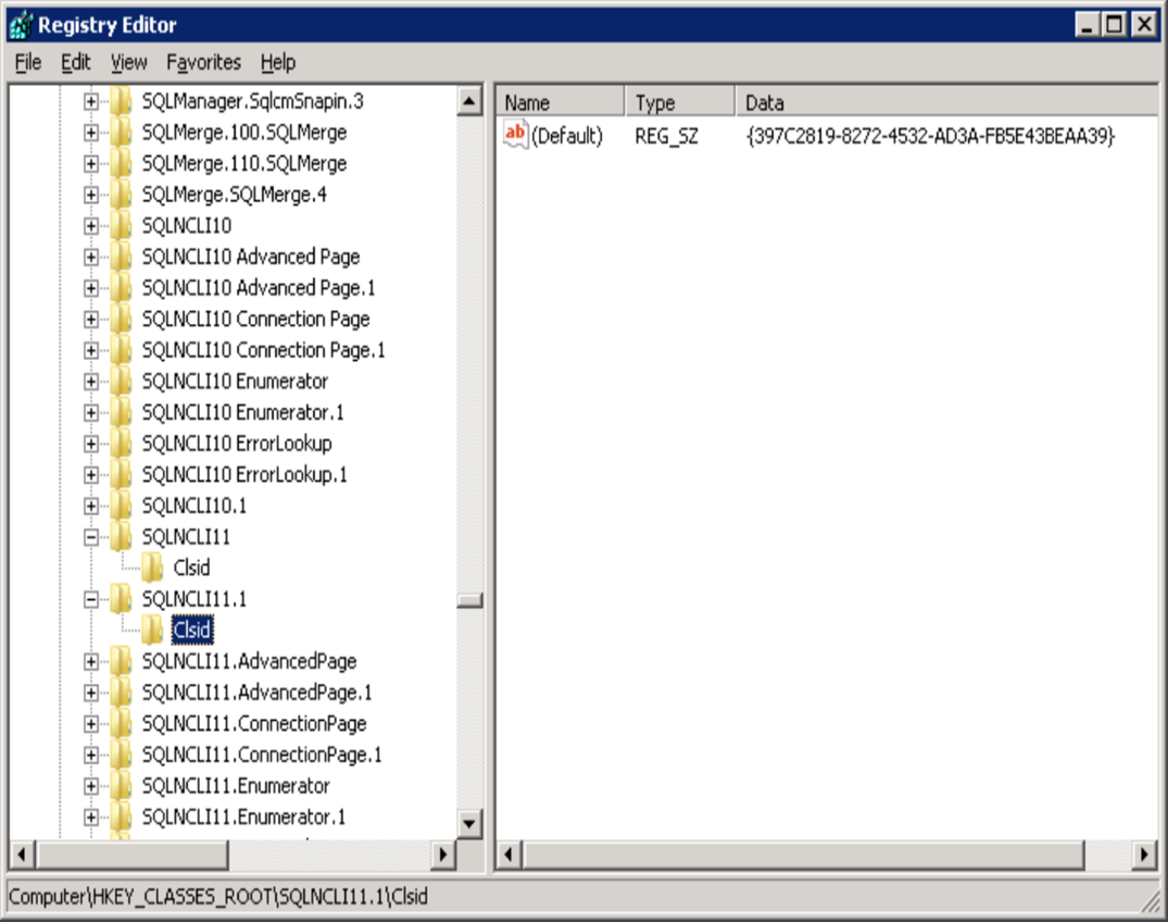 バージョン管理された ProgId を使用してプロバイダー dll を検索する方法を示すスクリーンショット。