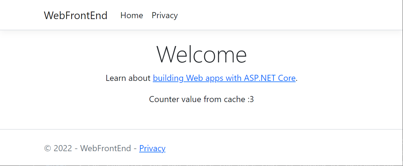 実行中の Web アプリのスクリーンショット。