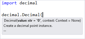 Visual Studio エディターの署名のヘルプを示すスクリーンショット。