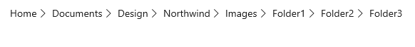 ノードを含む階層リンク バー: Home、Documents、Design、Northwind、Images、Folder1、Folder2、Folder3。
