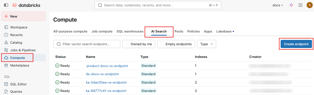 Create AI Search compute.