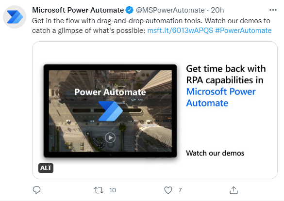Screenshot of a Microsoft Power Automate post with the hashtag #PowerAutomate.