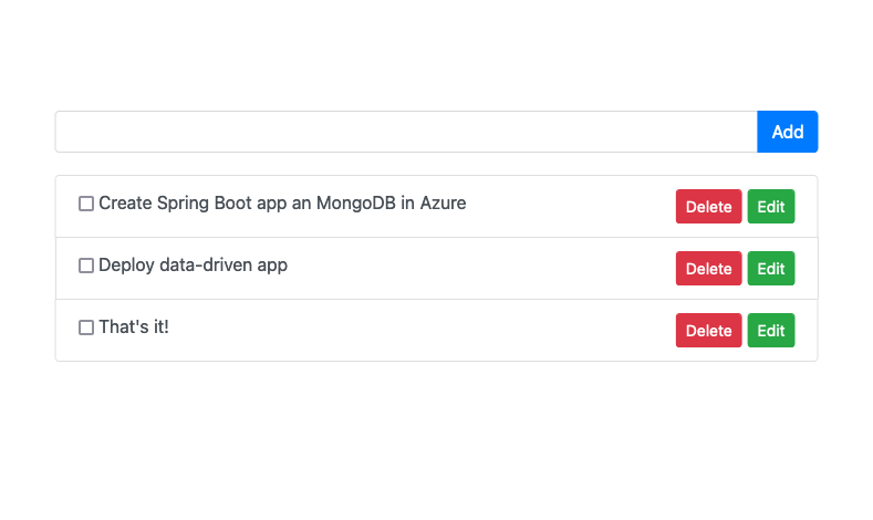Captura de tela do aplicativo Spring Boot armazenando dados no Cosmos DB.