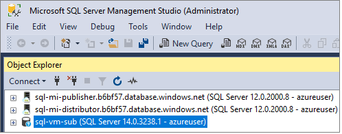 Captura de tela mostrando como testar a conectividade com as instâncias gerenciadas de SQL.