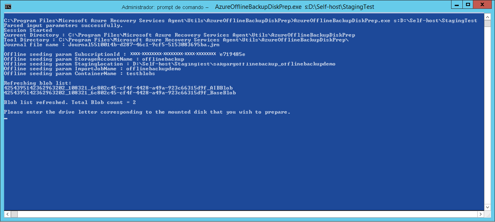 A captura de tela mostra como adicionar a entrada da ferramenta de preparação de disco do Azure.