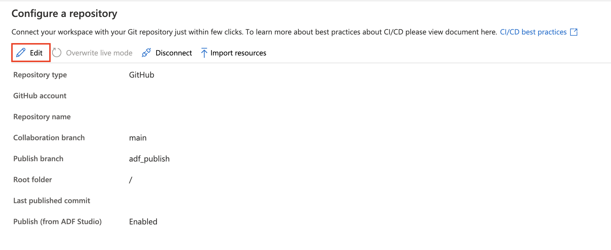 Screenshot mostrando o botão editar um repositório GitHub.