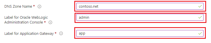 Captura de tela do portal do Azure mostrando campos para zonas DNS filho.