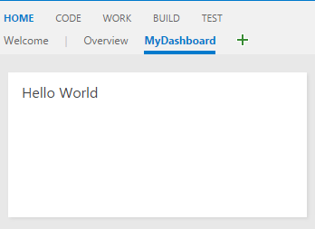 Captura de tela do painel visão geral com um widget de exemplo.