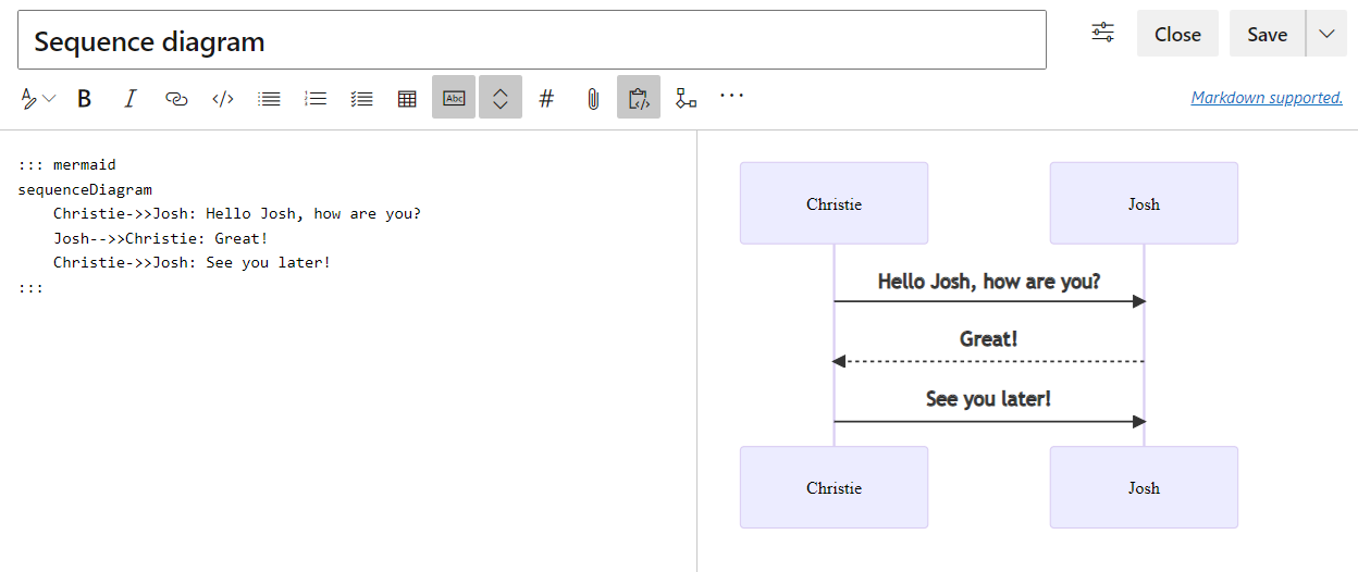 Captura de tela do Mermaid Live Editor com o código de um diagrama de sequência e uma visualização da vista publicada.