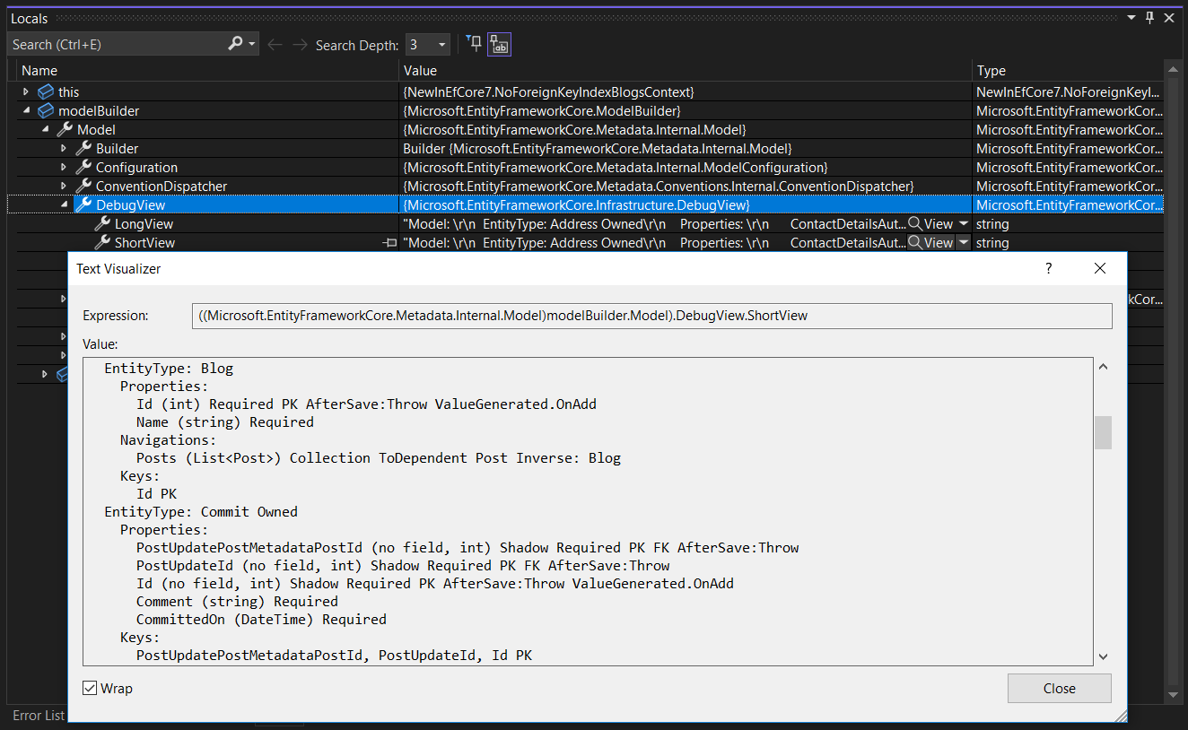 Acessando a exibição de depuração do gerador de modelos no depurador do Visual Studio