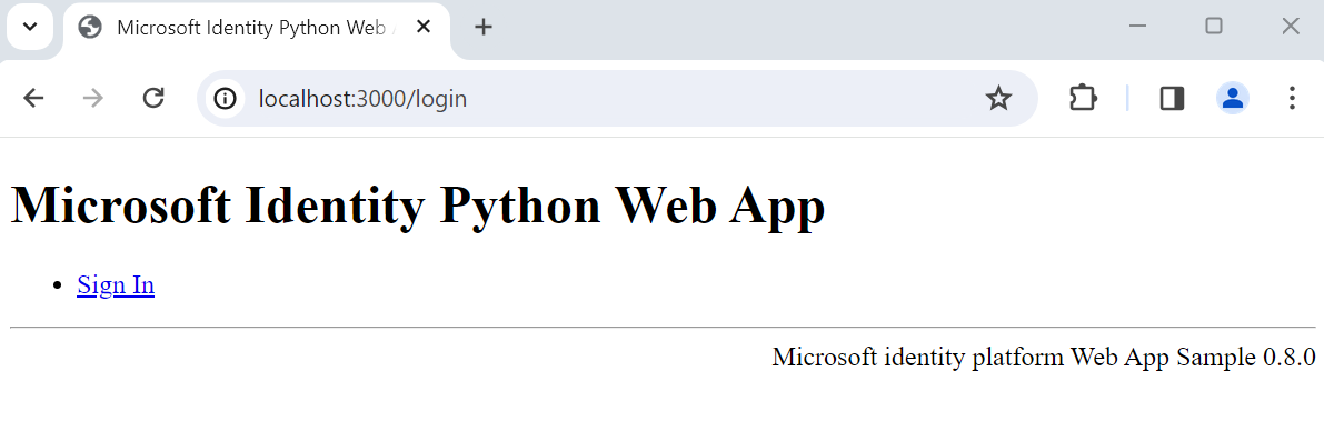 Captura de tela da página de entrada de exemplo do aplicativo Web flask.