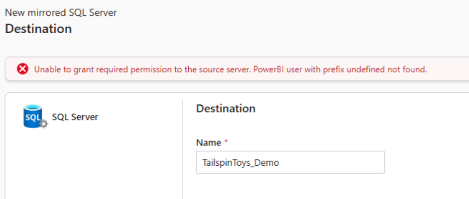 Captura de tela do usuário do PowerBI com erro de prefixo indefinido não encontrado.