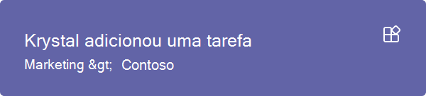 Captura de ecrã que mostra as notificações do feed de atividades num ambiente de trabalho personalizado do Teams.
