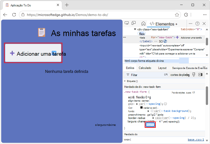 Alterar a largura máxima da caixa de texto de entrada